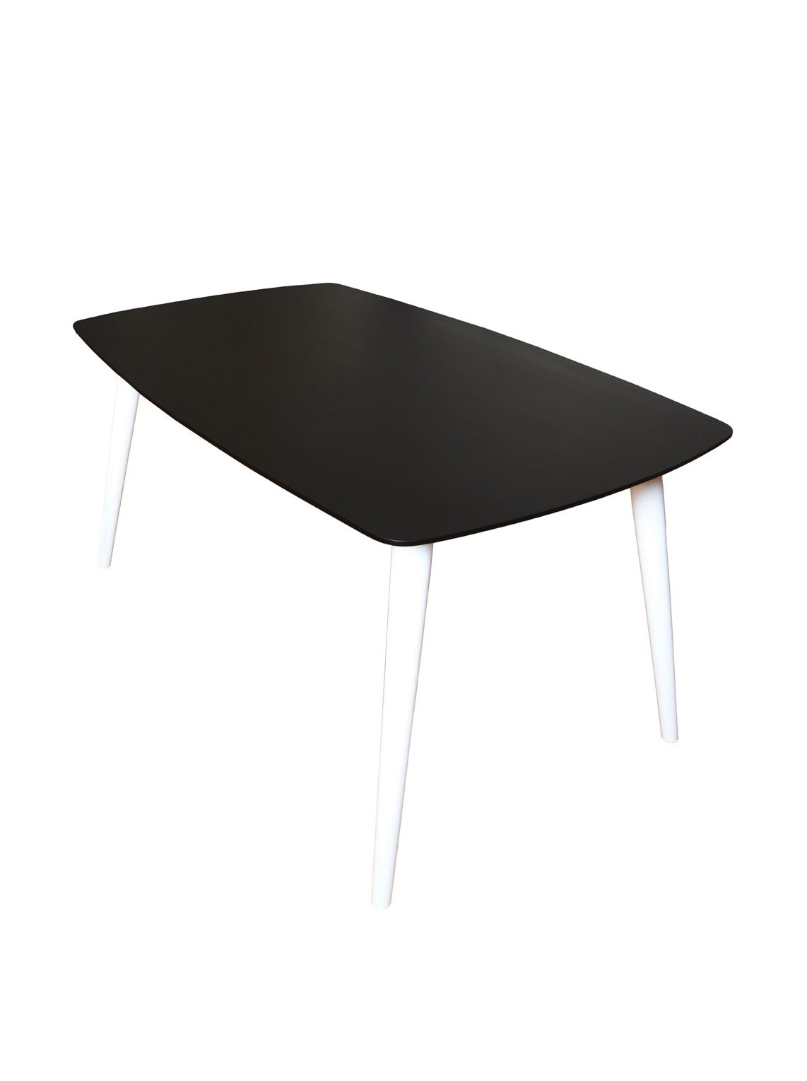 Premier Housewares Black Ash Veneer Dining Table - Modern Rubberwood - Black and White