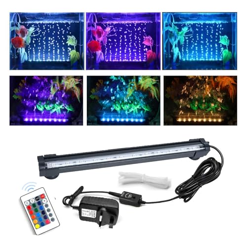 OsAtNb Aquarium air Bubble Light, RGB LED Fish Tank Light Tube with 16 Colors 4 Modes, Remote Control IP68 Submersible LED Aquarium Lamp with for Turtle Tank, Betta, Shrimp (7.1inch RGB 16Colors)