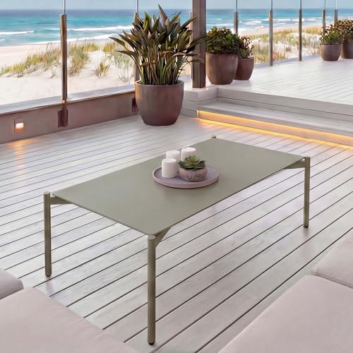 Mendler Table de Jardin en Aluminium HWC-O11 Vert Clair