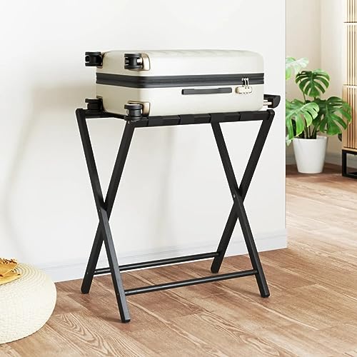 Étagère pour valises stable en bambou noir pour éviter le mal de dos