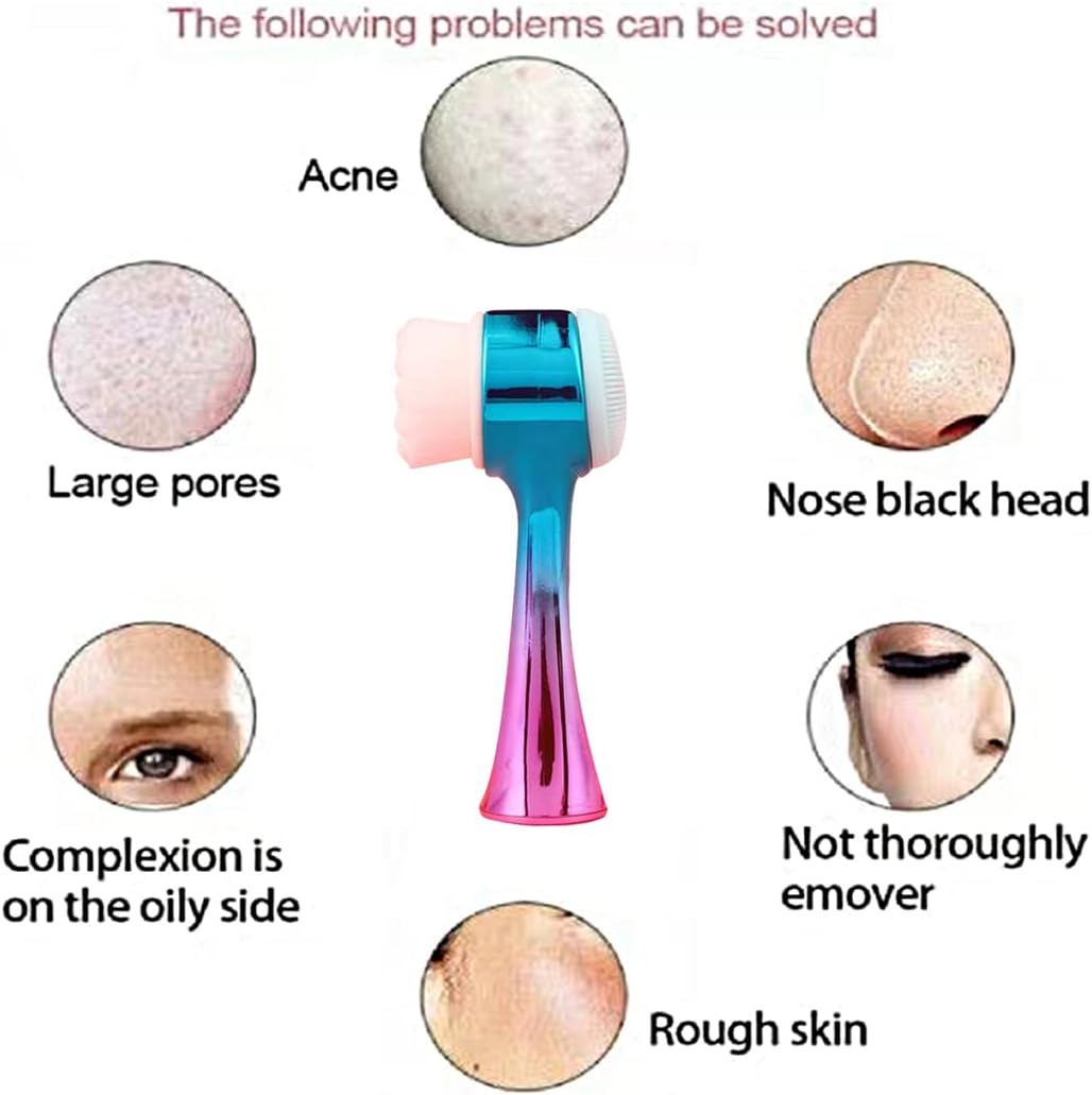 Facial Cleansing Brush 2 in 1Double-Sided Facial Cleaning Brush with Soft Bristles for Deep Pore Exfoliation, Wash Makeup, Massaging (Green) Facial Cleansing Brush 2 in 1Double-Sided Facial Cleaning Brush with Soft Bristles for Deep Pore Exfoliation, Wash Makeup, Massaging (Green)
