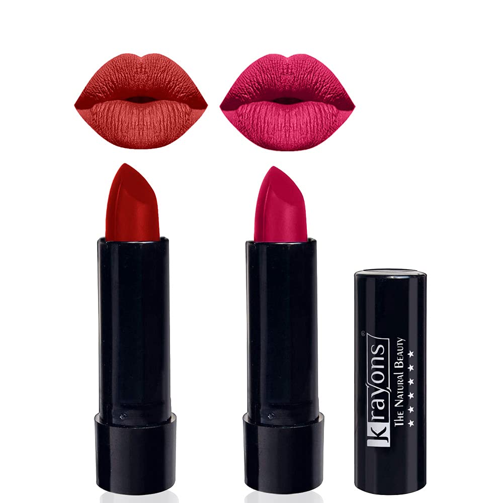 Krayons Cute Pop Matte Lipstick, Waterproof, Longlasting, Centre Stage, Pink Lips, 3.5gm Each (Pack of 2) (B0924VCQJW) Amazon Price History, Amazon Price Tracker