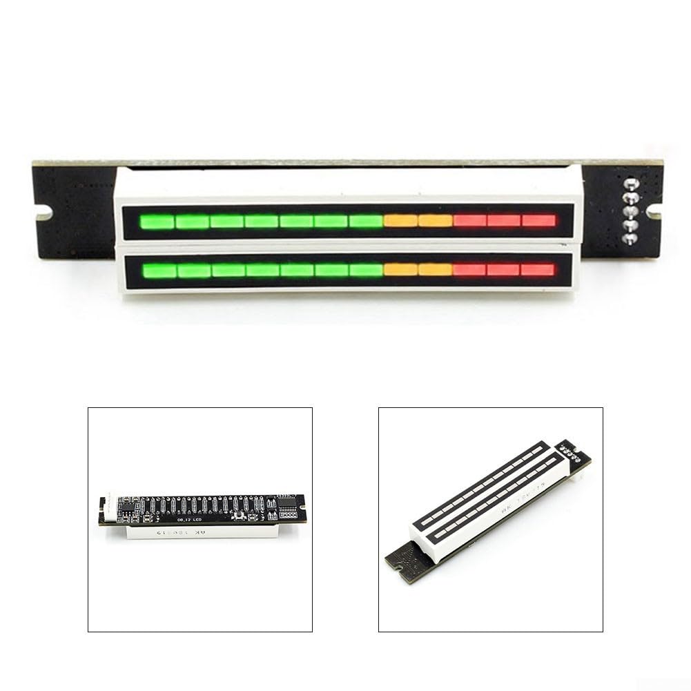 Dual 12-Bit Audio VU Meter DIY Kit, Einstellbare Geschwindigkeit LED Spektrum-Analysator mit Peak Hold, 7-12V Stereo Level Indicator Board für Verstärker und Musik-Display-Projekte (fertig)