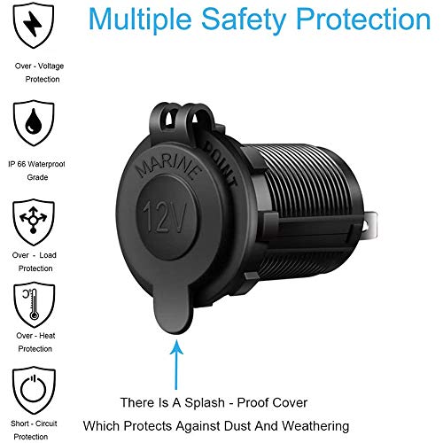 Car Cigarette Lighter Socket with Fuse & 1M Cable – Power Outlet Adapter for Car, Boat, Motorcycle – Durable, Waterproof Dash Panel Plug for 12V/24V Accessories & Electronics - Image 4