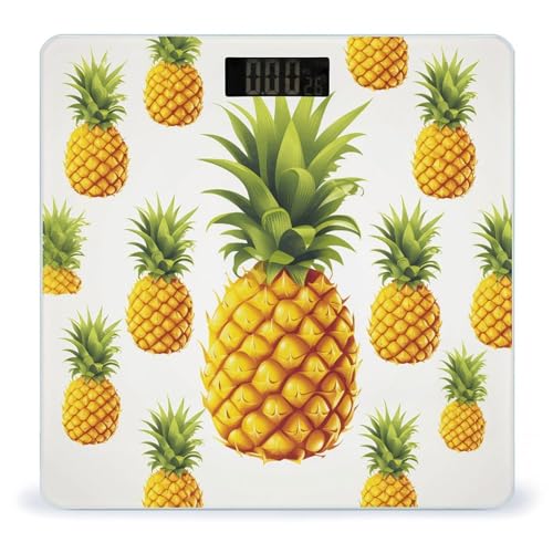 Báscula digital compacta y precisa con ilustración piña amarilla