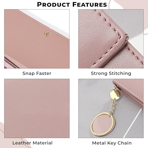 Image of Kraptick Women's Wallet -Excepational Quality Compact Purse Clutch Wallet for Women, Stylish Card Coin Holder, Debit Card Holder, Money Organizer and Travel Wallet for Women with 14 Slots-(Pink)