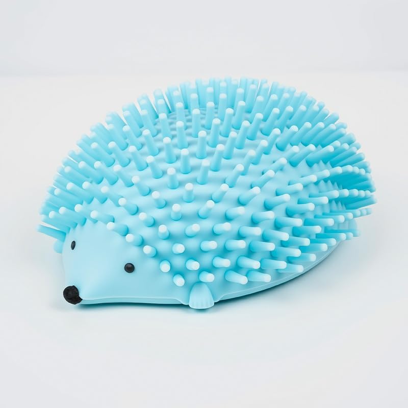 Cute Silicone Hedgehog Pet Scratcher – Silicone Grooming Brush for Cats, Dogs and Small Animals, Provides Comfort Massage, Itch Relief and Easy Grooming Routine (BLUE)