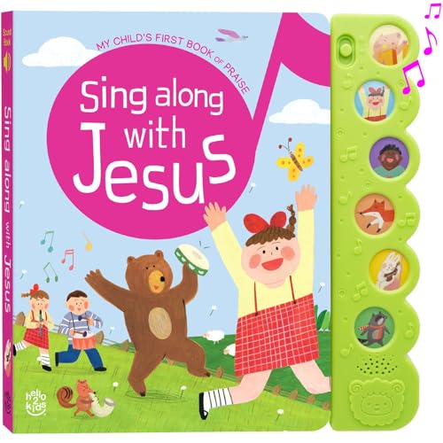 Hello 2 Kids Sing Along With Jesus - Christian Sound Book, Sing Along Bible Songs | Christening, Dedication, Baptism Gifts For Boys, Girls, Kids, Babies | Religious Toys, Interactive Music Books For Toddlers 1-3 cover