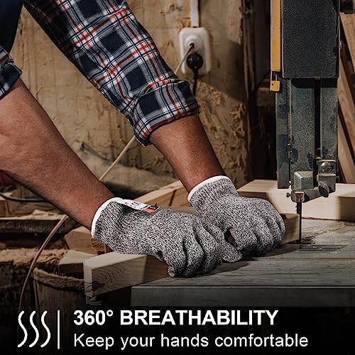 Xuhal 20 Pairs Cut Resistant Gloves Level 5 Protection Cutting Safety Kitchen Anti Cut Gloves for Kitchen (L)