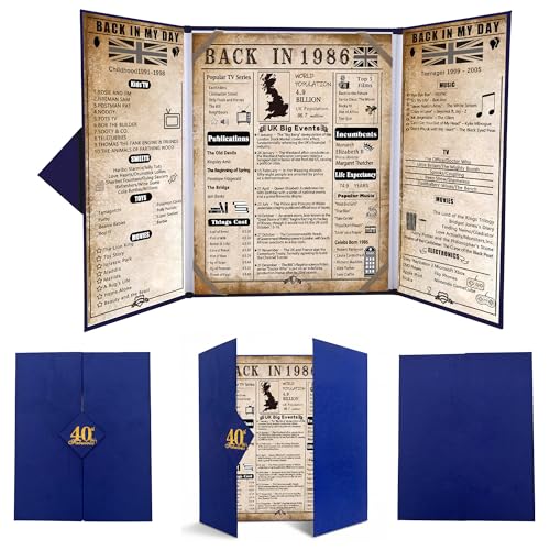 back in 1986 40th Birthday Gifts for Men Blue Tri-Fold Card Poster