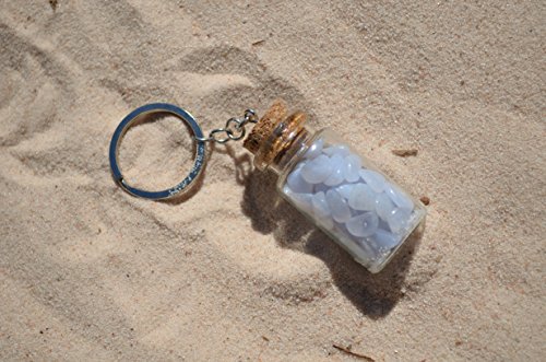 Blue Lace Agate Stones In A Vial Keychain #TOP4