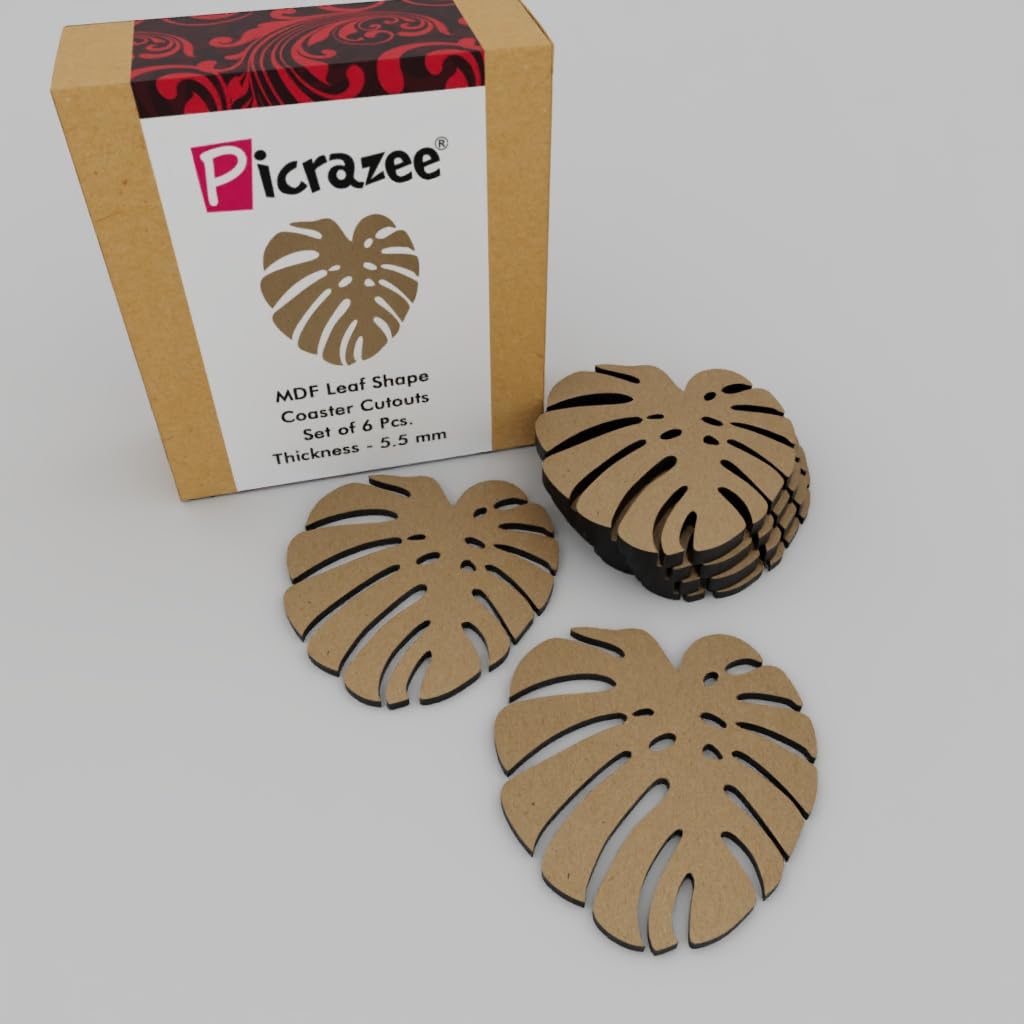 Leaf Shape MDF Wooden Coasters for DIY Craft, Mandala Art, Resin Art, Painting, Decoration Craft Kit (LC_6)-image-3