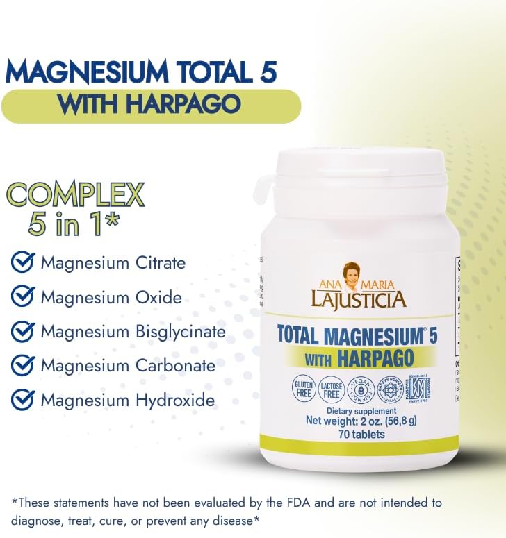 Miniatura 3 de Magnesio total 5 con Harpago 70 tabletas de Ana Maria Lajusticia - Sin gluten y vegano (2)