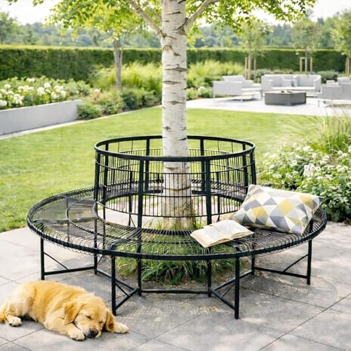 DanDiBo Banc d'arbre rond en métal résistant aux intempéries D-200 cm 96723 Banc de jardin Banc rond Banc de parc en fer forgé