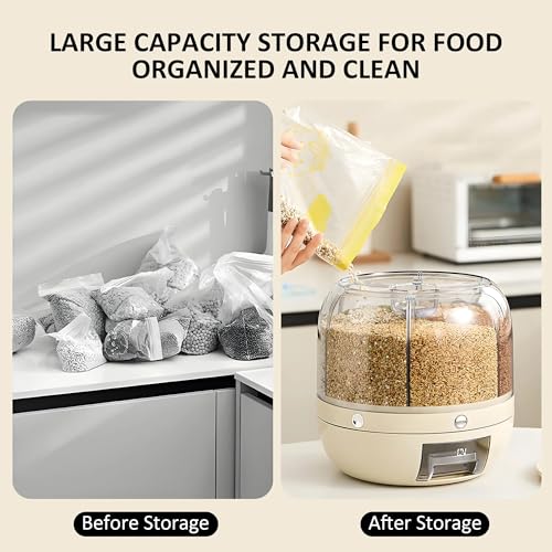 Image of Gvnd Rice & Dry Food Round Dispenser, Kitchen Organizer, Cereal Grain Container for Home, Cereal Transparent Bucket, Storage Box, Beans Clear Cans, Gift for Women (Style-5)