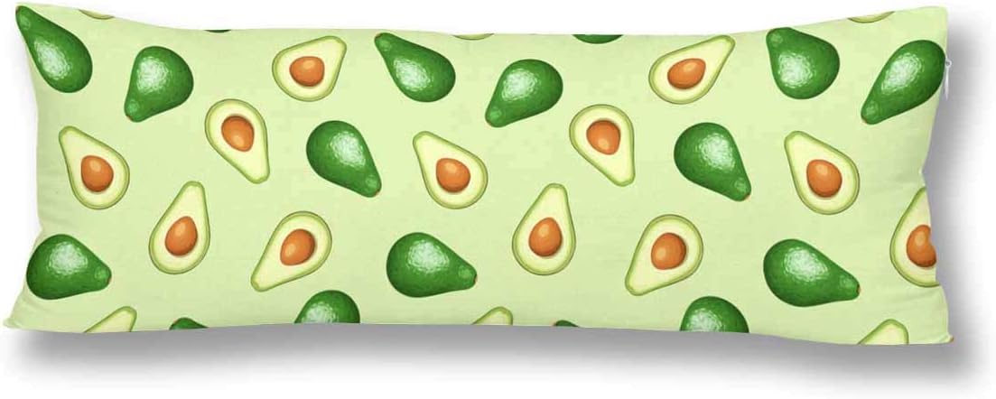 InterestPrint Cute Avocado Body Pillow Case Pillowcase, Home Bedding Rectangle Pillow Covers Zipper 21x60 Inches Twin Sides