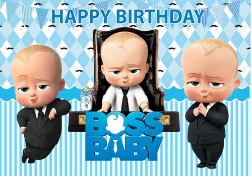 Image of Boss Baby 1st Birthday Decorations Theme Happy Birthday Backdrop Background Curtain for Boys Party Decoration (Pack of 1, Multicolor)
