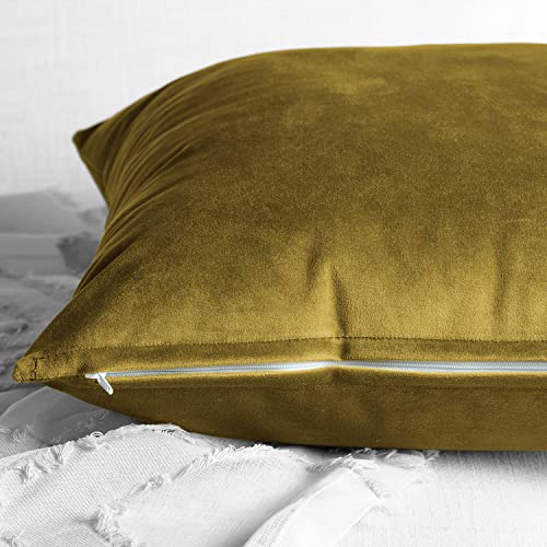 Image of HPD Half Price Drapes Cushion Cover 18 x 18 Heritage Plush Velvet - VPYC-179911-CC18PR - Pair, Peat Green