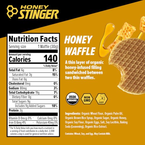 Image of Honey Stinger Organic Honey Waffle, Energy Stroopwafel for Exercise, Endurance and Performance, Sports Nutrition for Home & Gym, Pre & During Workout, 25.44 Ounces (Pack of 24)