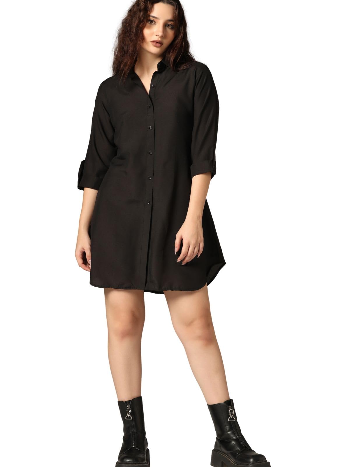 Dhruvi Trendz Womens Rayon Women Western Dresses Regular Fit Fit And Flare (Dt-Wd1100_Sky_M)