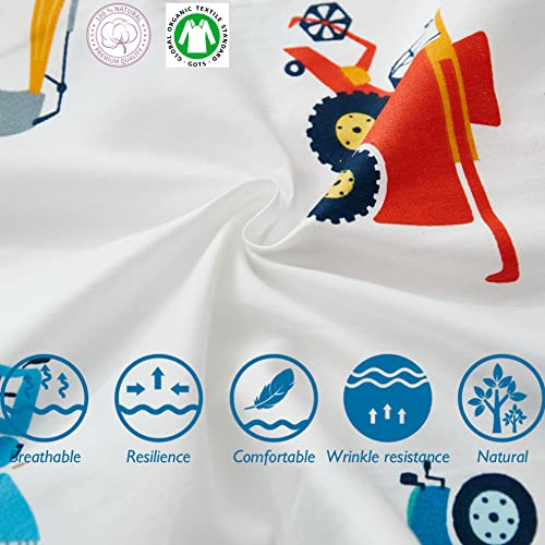 Brandream Baby Crib Bedding Sets Boys Truck Construction Vehicle Car Nursery Comforter Set 6 Pieces 100% Breathable Cotton,Blue White #TOP7