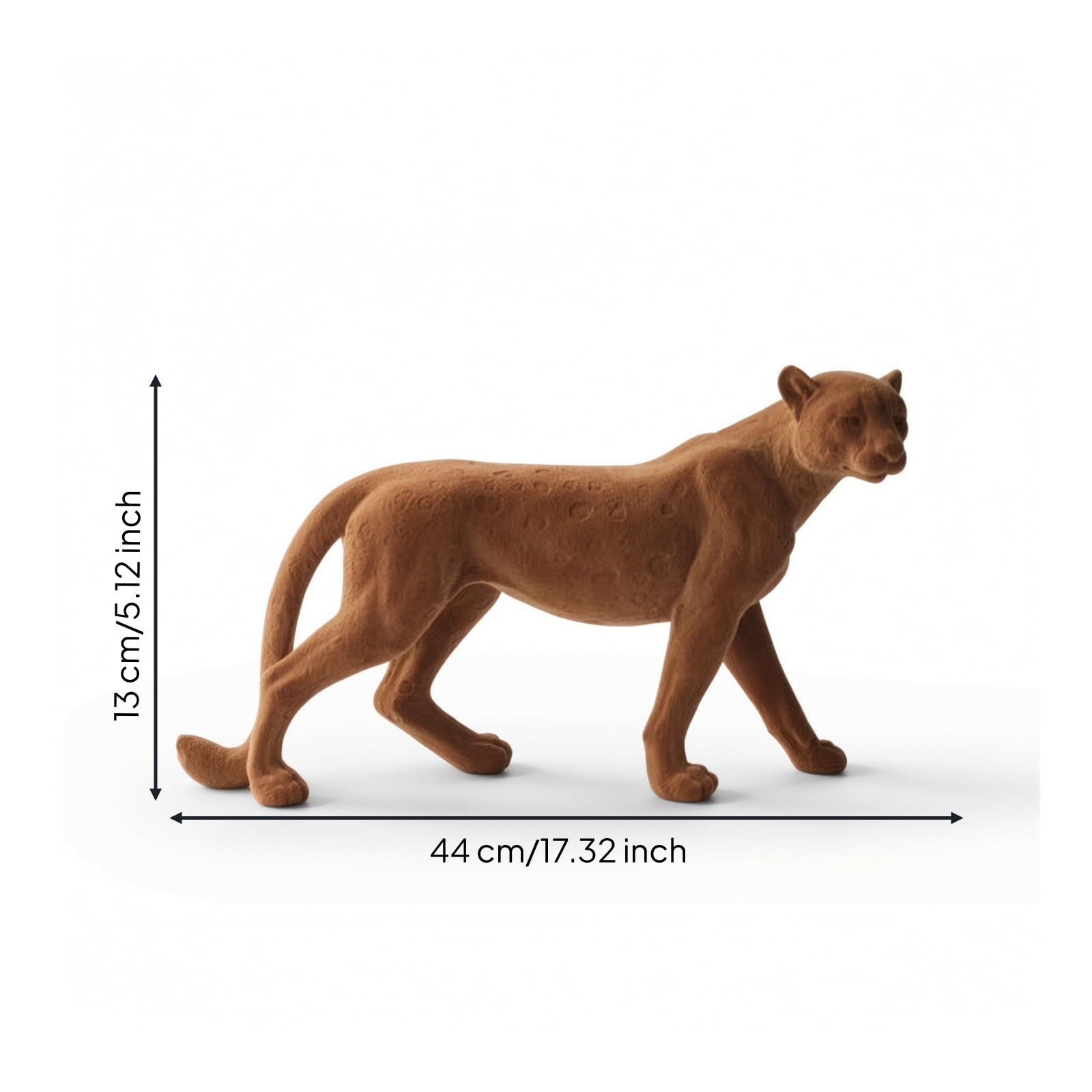 Figura Animal con Pelaje Manchado con Textura Aterciopelada Minimalista Animal con Pelaje Manchado Peluche Tierno Adorno para Recibidor, Marrón, Leopardo Acostado Flocado Marrón