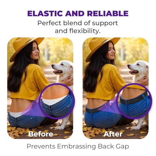 Image of Womens Belts for Jeans, Invisible Flat Buckle Belt, Adjustable Stretch Fit | Adjustable Invisible Belt with Flat Buckle, No Bulge, Comfortable All Day Fit for Jeans, Pants and Dress