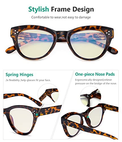 Image of Eyekepper 4 Pack Oversized Blue Light Filter Glasses Women Cat Eye Computer Reading Glasses +1.50