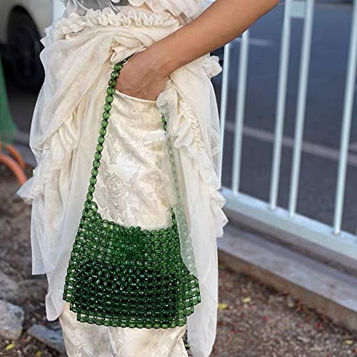 Abvokury YIFEI Women Green Colored Transparent Beaded Acrylic Shoulderbag Evening Handmade Crossbody Bags