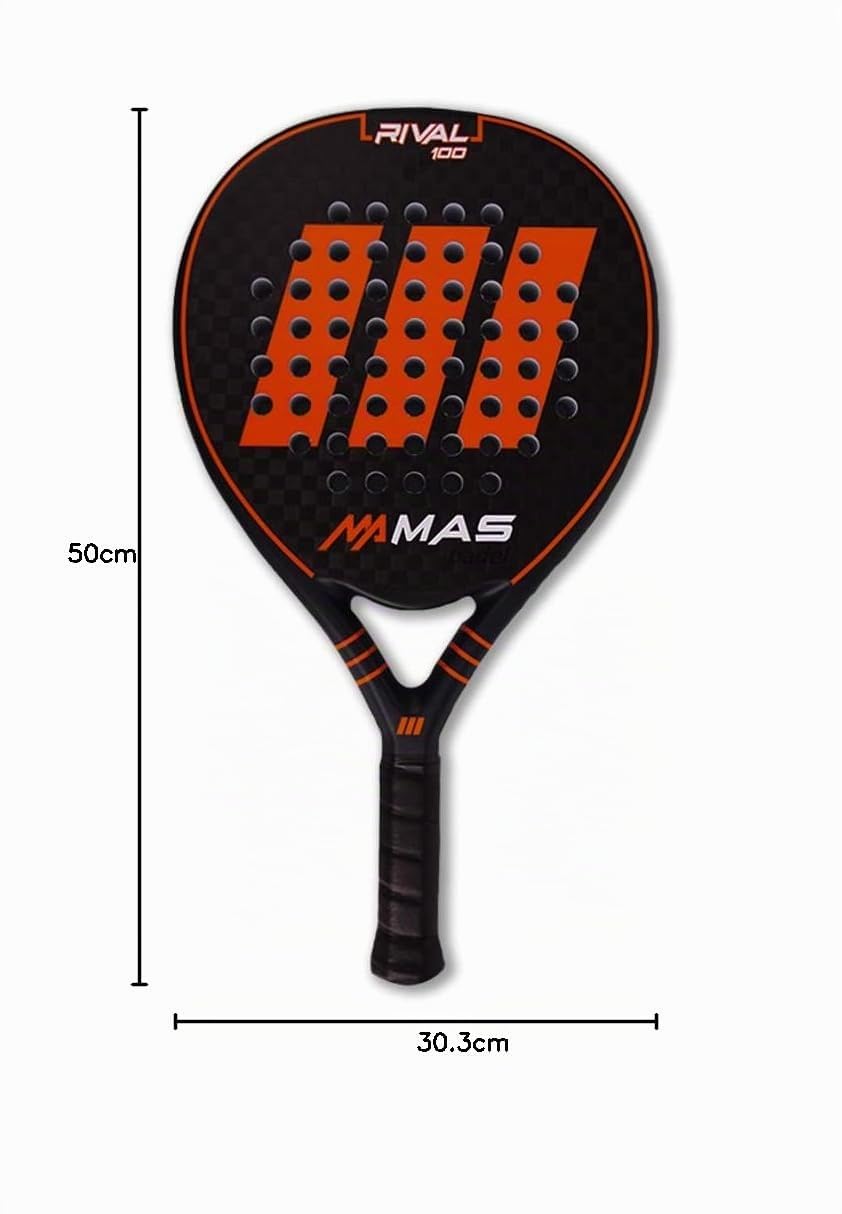 RIVAL 100, Racchetta da Padel, Arancione/Ardesia, Rivestimento 100% in Fibra di Carbonio, Custodia Inclusa