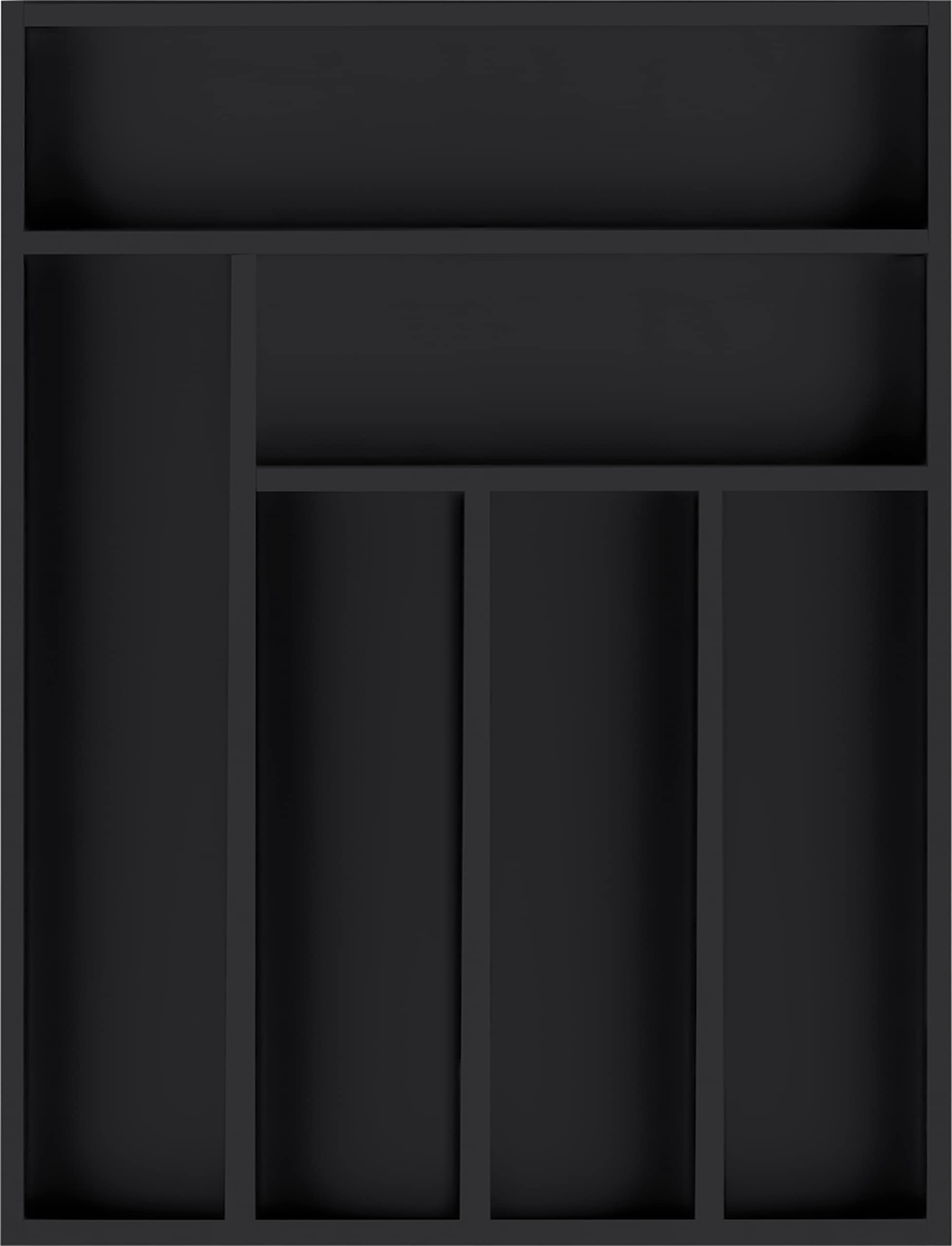 Utopia Kitchen Bamboo Silverware Organizer- 6 Compartments - Bamboo Drawer Organizer 16 x 12 x 2.36 Inches - Bamboo Hardware Organizer - Black