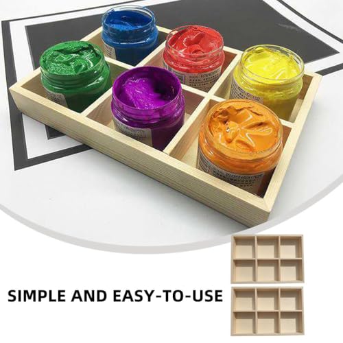 Image of ​Wakauto 2pcs Wooden Storage Divider Boxes - 6 Grid Organizer Trays for Desk, Crafts & Art Supplies Display (Home Organization & Decorative Storage 9.64 inch X 6.49 inch)​​