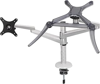 Dual Monitor Stand, Vertical Stack Screen Free Standing Desk Mount for 10 to 32 Inch, Damping Adjustable Monitor Arms with Swivel, Tilt for Office, Each Arm Hold Up to 15.4lbs