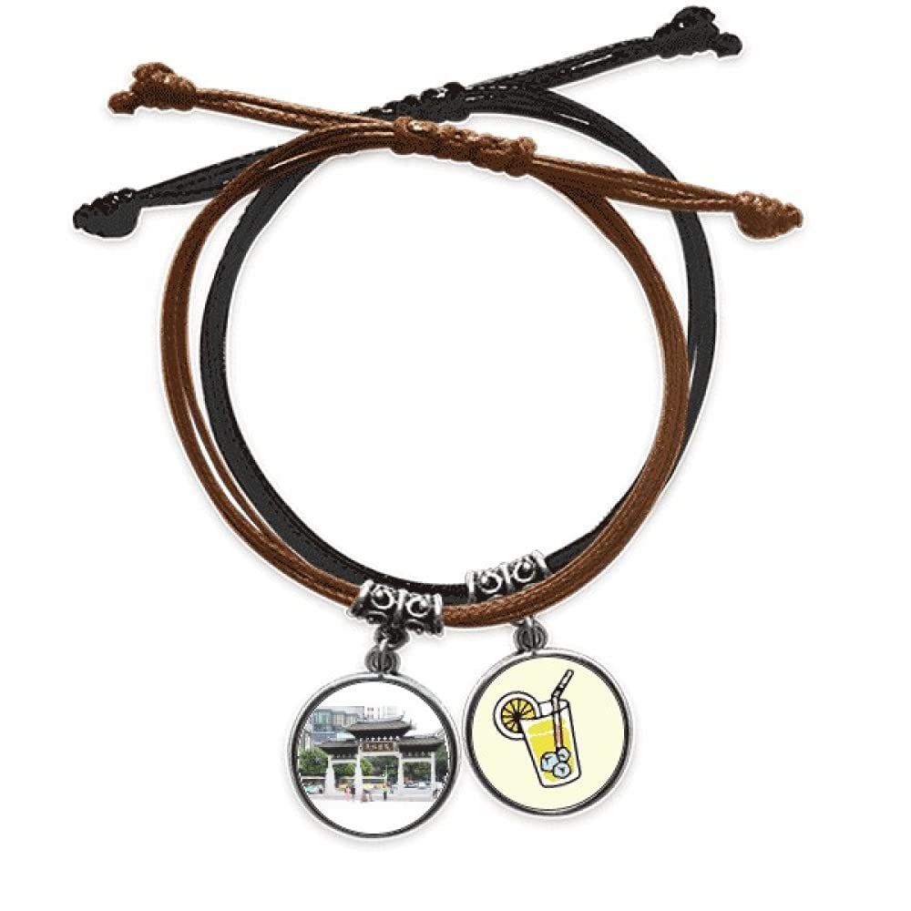 Bracelet architecture chinoise cuir ajustable anti-allergique
