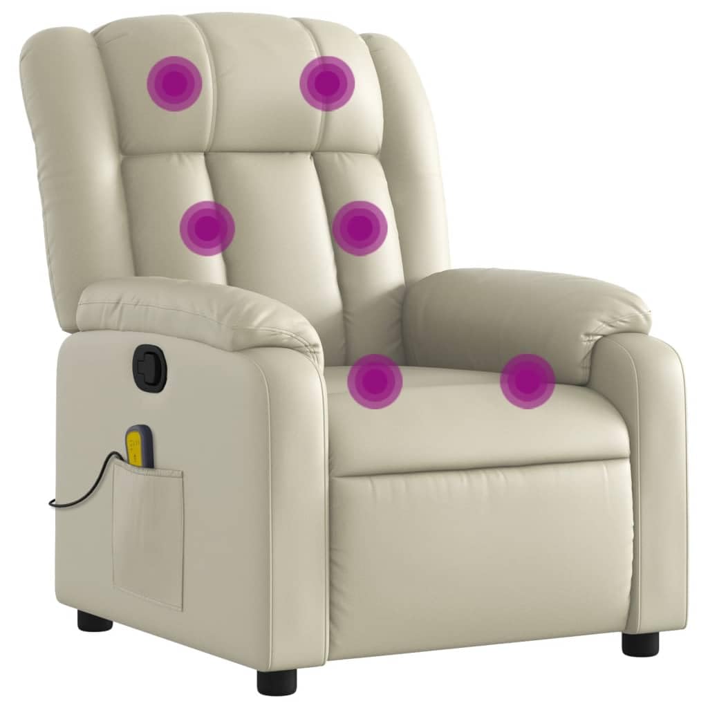 Festnight Sedile Massaggiante Poltrone Relax Poltrone Massaggianti Poltrona Relax Massaggiante Sedia Massaggiante Poltrona da Massaggiante Reclinabile Crema Similpelle