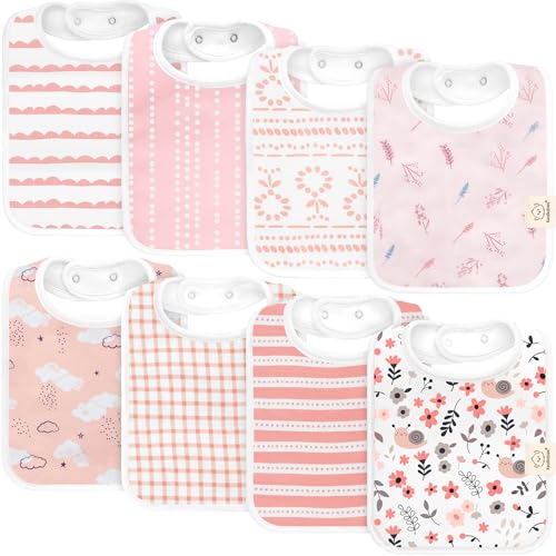 Image of KeaBabies 8-Pack Organic Baby Bibs for Boys, Girls - Super Absorbent Cotton Drool Bibs for Baby Girl & Boy, Teething Toddler, Drooling Newborn, Ultra Soft & Machine Washable (Sweet Charm)