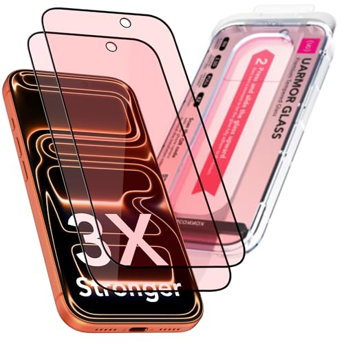 Upcommon UARMOR Screen Protector for [iPhone 17 Pro] Red Light Converter Anti-Blue Light [3X Impact Resistance] 9H Tempered Glass with Easy Installation Kit Full Edge Coverage Fit [2 Pack]
