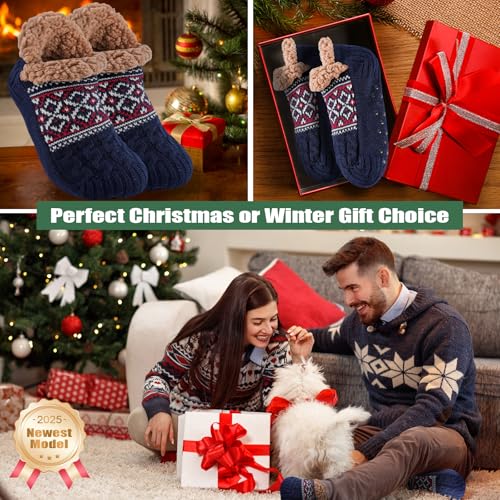 Niorasen Slipper Socks for Men Women, Thick & Soft Thermal Socks with Non-Slip Grippers Cozy Bed Socks, Valentine Gifts for him Husband boyfriend Wife,Size 5-11 - Image 9