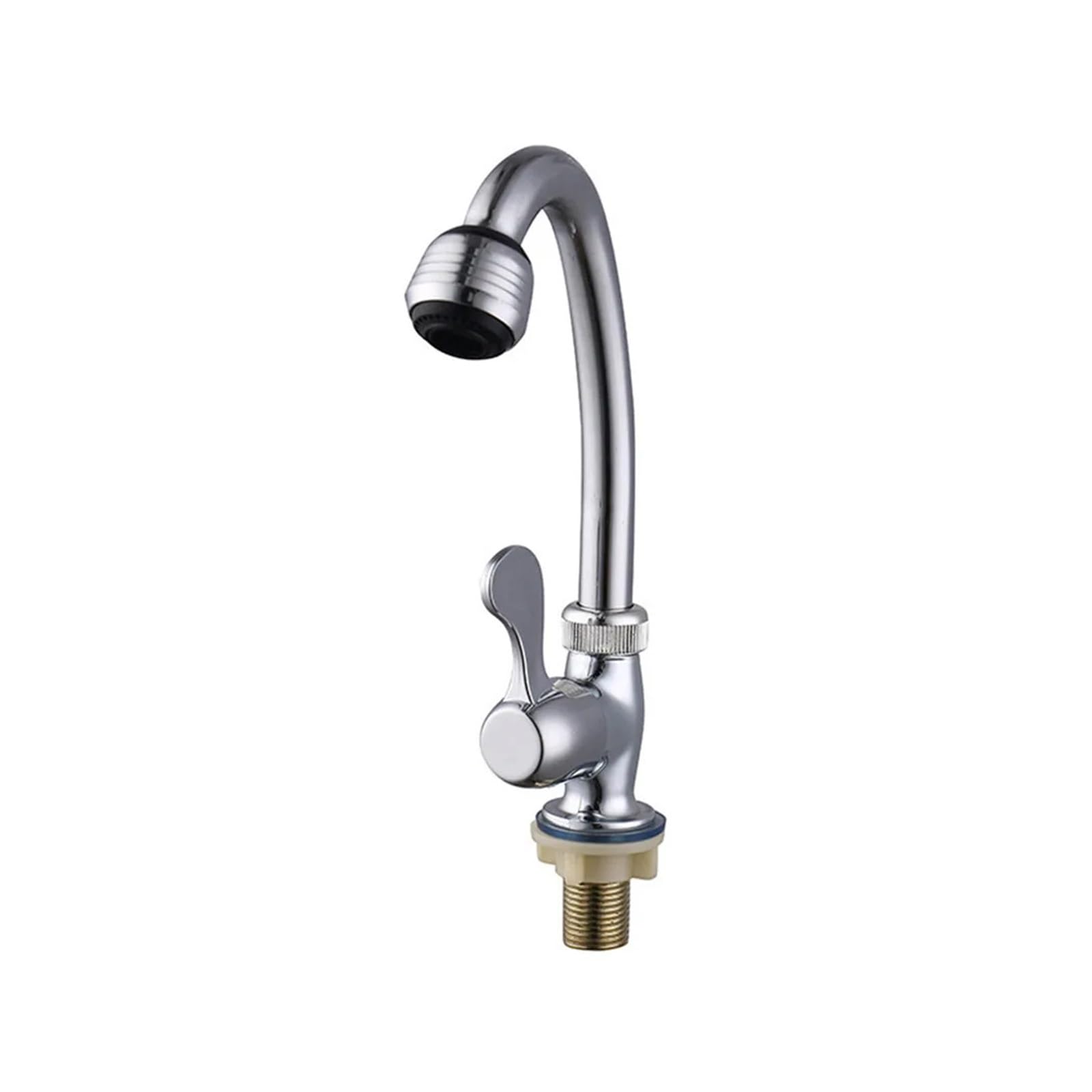 Grifo de cocina de acero y plástico con caño giratorio monomando plateado