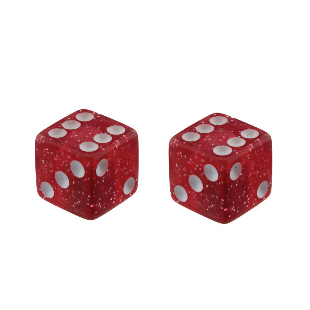 Dice Schrader Valve Caps Sparkle Glitter Red