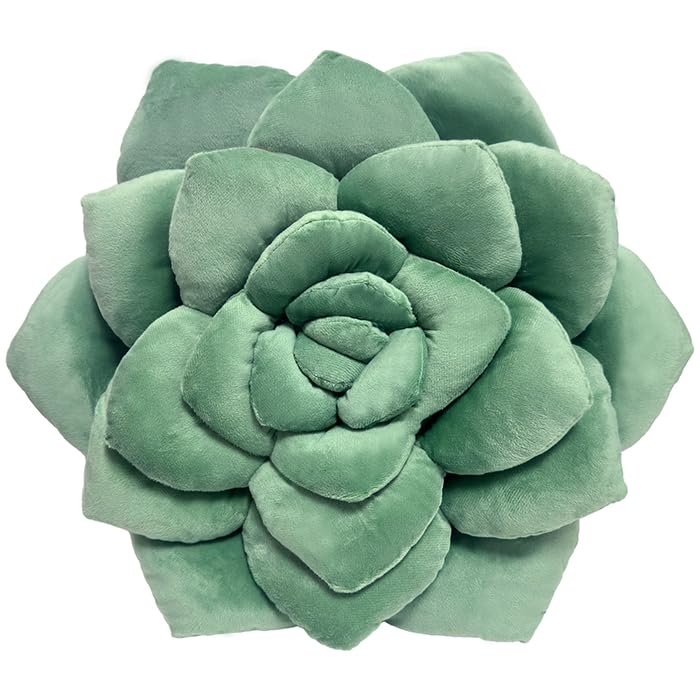 ZerzSemp Fleshy Greenery Plush Cushion Hand-Stitched 3D Flower Throw Botanical-Shaped Accent for Bedroom Living Room and Home Dcor 19.7 (50CM)
