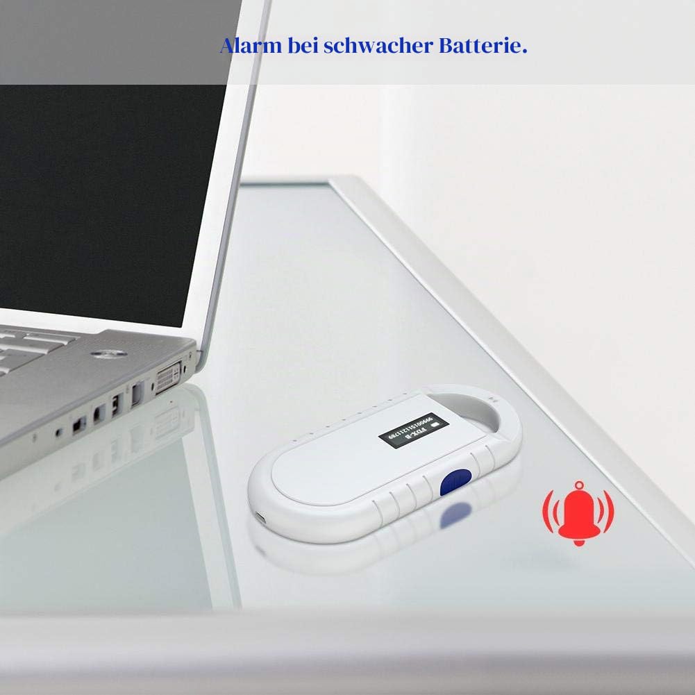 RFID Leser, Tragbarer Tier Chip Leser Haustier Mikrochip Scanner Universaler RFID Leser für ISO 11784/11785, RFID Hintergrundbeleuchtungs Bildschirm FDX B ID64