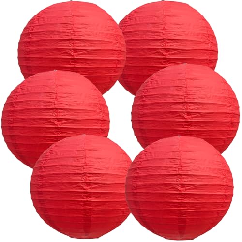 BEISHIDA 6 Inch Red Paper Lanterns 6 Packs Hanging Round Chinese Lantern