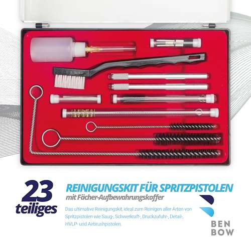 BenBow Spritzpistolen Reinigungs Set für Lackierpistolen 22 teilig + 5X Steckfilter (601S)