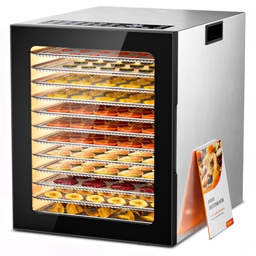 Comparison: Best Dehydrator 4 Food Dehydrator, 12 Stainless Steel Trays in 850W Dehydrator Machine, 48 Hour Digital Timer and 165°F Temperature Adjustable, Food Dryer for Jerky, Dog Treats, Meat, Fruit, Herbs