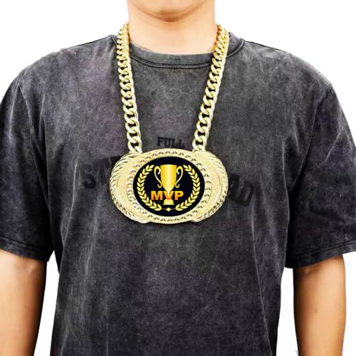 guancrown MVP Chain Medal, Most Valuable Player Champ Chains Award Gift Winner Tournament Prize Medal Trophy Pendant Necklace For Baseball Basketball Softball Fantasy Football Chain (MVP Medal)