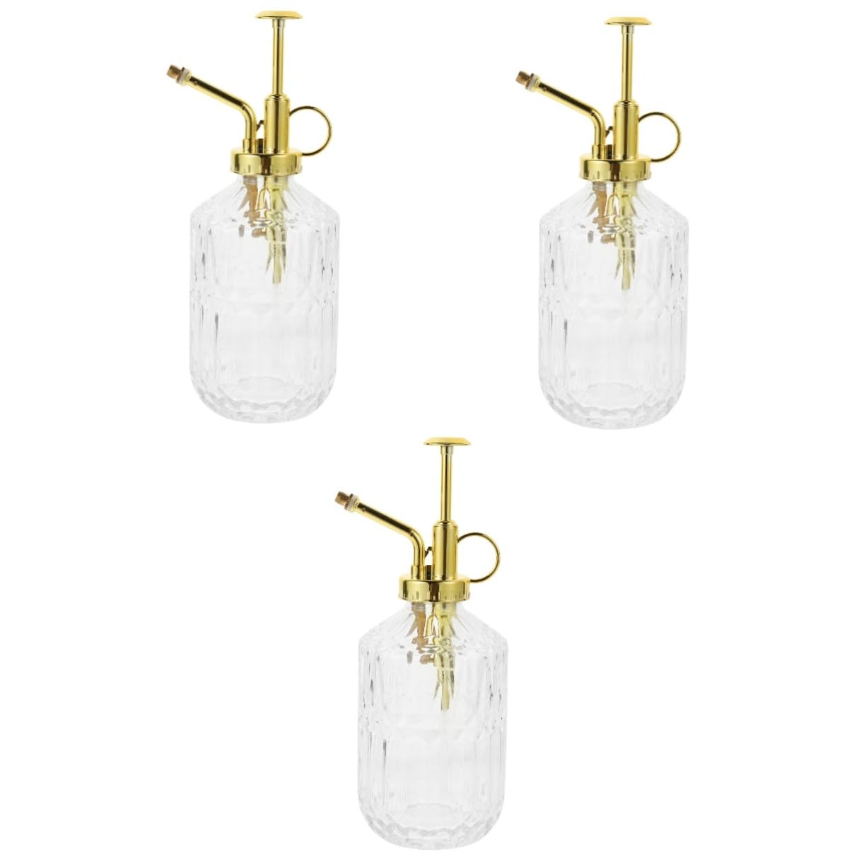 TOYANDONA 3 Pièces Bouteille de Pulvérisation Vintage pour Arrosage de Plantes Arrosoir Transparent avec Pommeau Doré pour Jardinage Intérieur et Extérieur