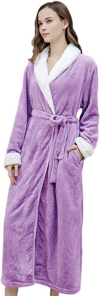 KITCISSL Christmas Pajamas Autumn/Winter Warm Bathrobe for Women and Men, Women's Sleepwear Nightgown(Purple,Women XL)