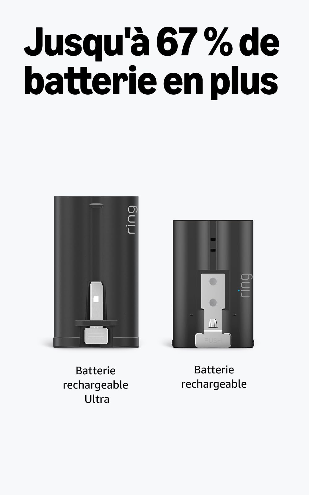 Ring Batterie rechargeable Ultra compatible avec : Battery Video Doorbell Plus (2e gén.), Battery Video Doorbell Pro (2e gén.)