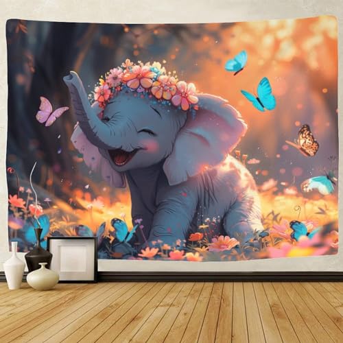 Tapiz de pared de elefantes en 3D: decora tu dormitorio con este gran paño de 150x200cm 2